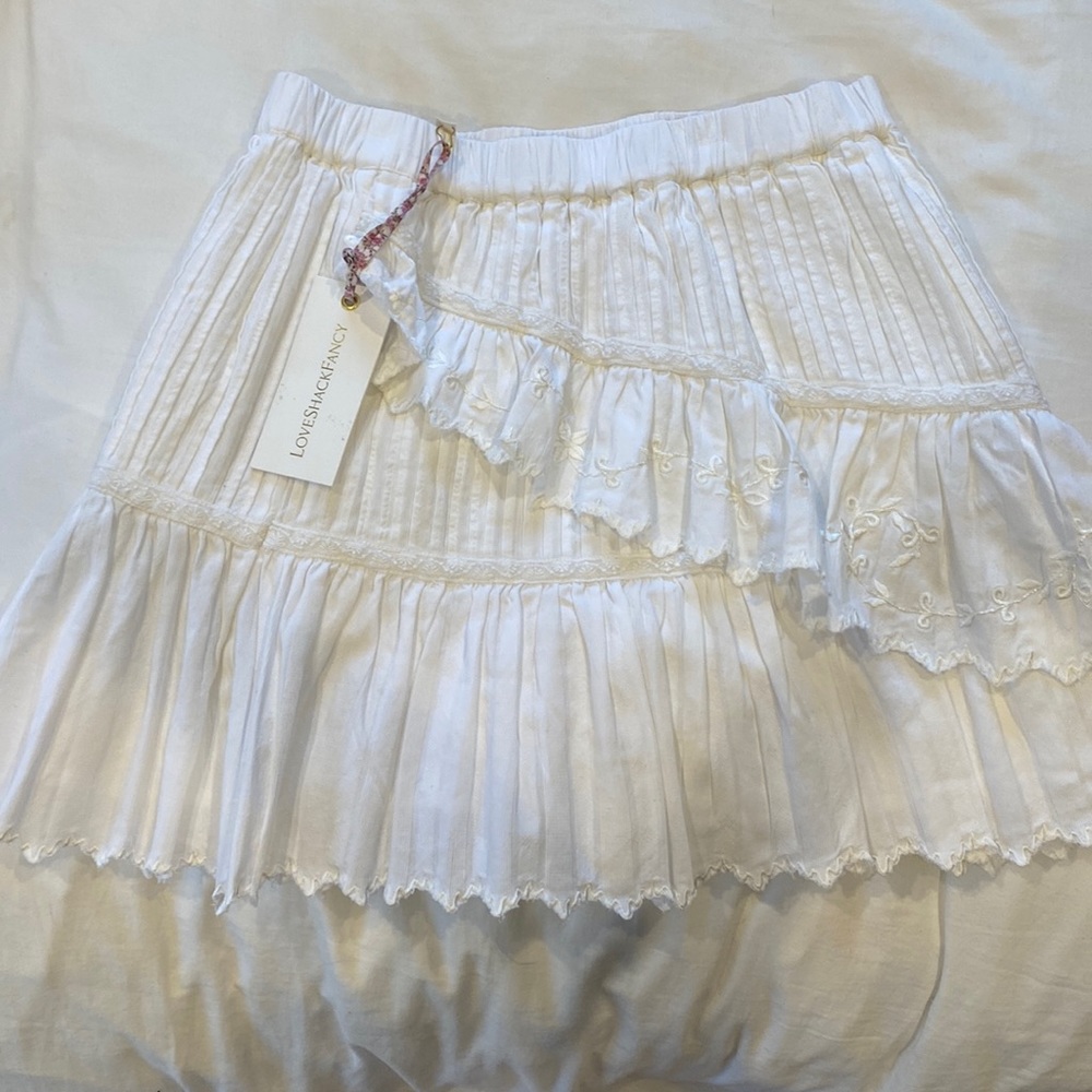 LoveShackFancy Madrid skirt (white)